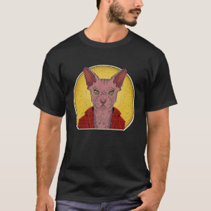 ヘアレスキャットタトゥーヴィンテージスフィンクスクールスフィンクスSas Tシャツ