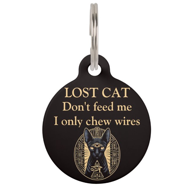 ヘアレススフィンクス猫IDおもしろいラベル ペット　ネームタグ (正面)