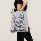 ヘアレス スフィンクス 猫 トートバッグ (クローズアップ)