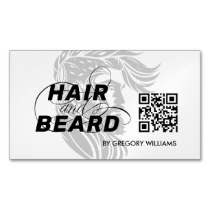 ヘアロゴ ヘア ビアード QRコード マグネット名刺