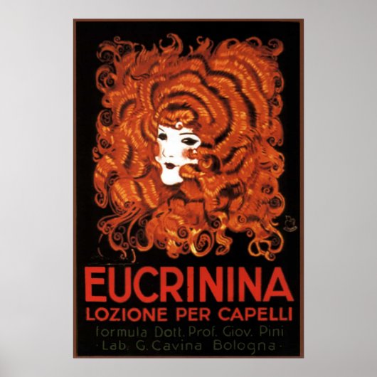 ヘアローション，イタリア，ユークリニナヴィンテージ広告ズ ポスター (正面)