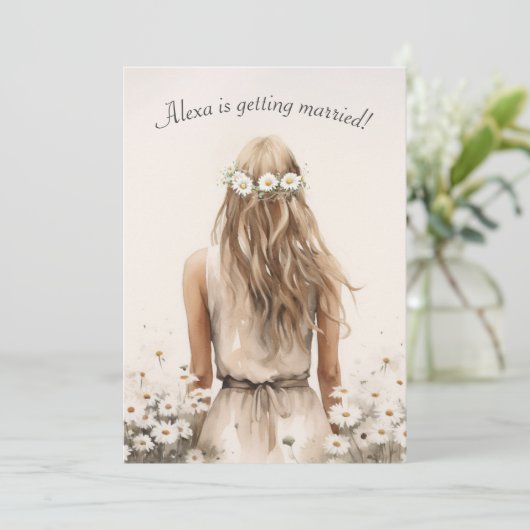 ヘアローレル付きデイジーの花嫁 招待状 (スタンド正面)