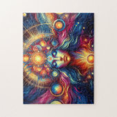 ヘアーの女神ヘッド金ゴールド丸い惑星12月 – ジグソーパズル (縦)