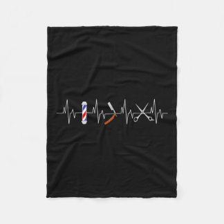 ヘアーカットおもしろい理容師ポールコームブレードヒゲのハート フリースブランケット