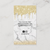 ヘアークイーン王室のサロントレンディーマーブル金ゴールドドリップ 名刺 (裏面)