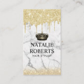 ヘアークイーン王室のサロントレンディーマーブル金ゴールドドリップ 名刺 (正面)