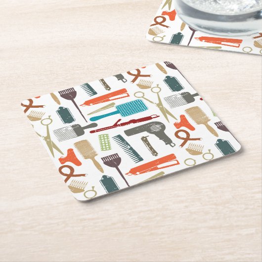 ヘアーケアパターン スクエアペーパーコースター (アングル)