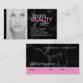 ヘアーサロンおよびスパの名刺 予約カード (正面/裏面)