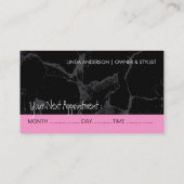 ヘアーサロンおよびスパの名刺 予約カード (裏面)