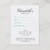 ヘアーサロンのギフト券の青い白 割引カード (裏面)