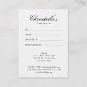 ヘアーサロンのギフト券の黒の銀の王冠 割引カード (裏面)