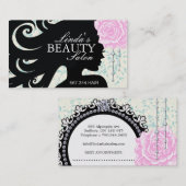 ヘアーサロンのシルエットの名刺 予約カード (正面/裏面)
