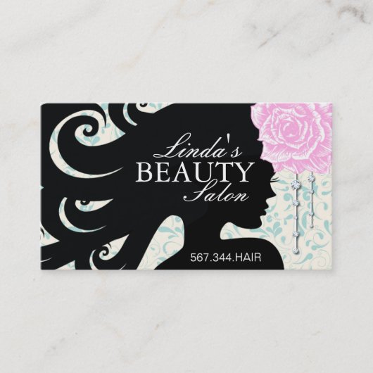 ヘアーサロンのシルエットの名刺 予約カード (正面)