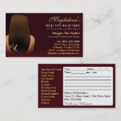 ヘアーサロンのスタイリストのアフリカ系アメリカ人のアポイントメント 予約カード (正面/裏面)