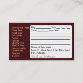 ヘアーサロンのスタイリストのアフリカ系アメリカ人のアポイントメント 予約カード (裏面)