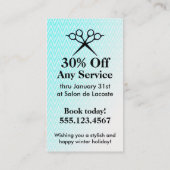 ヘアーサロンのスタイリストの休日のクーポンのギフトカードクリスマス 割引カード (裏面)