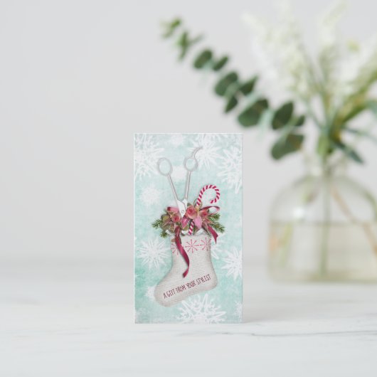 ヘアーサロンのスタイリストの休日のクーポンのギフトカードクリスマス 割引カード (スタンド正面)