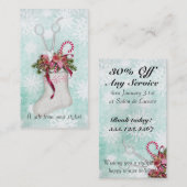 ヘアーサロンのスタイリストの休日のクーポンのギフトカードクリスマス 割引カード (正面/裏面)