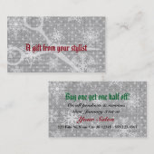 ヘアーサロンのスタイリストの休日のクーポンのギフトカードクリスマス 割引カード (正面/裏面)