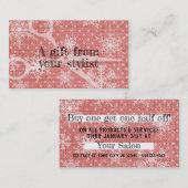 ヘアーサロンのスタイリストの休日のクーポンのギフトカードクリスマス 割引カード (正面/裏面)