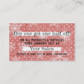 ヘアーサロンのスタイリストの休日のクーポンのギフトカードクリスマス 割引カード (裏面)