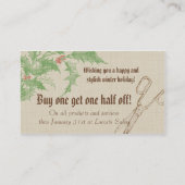 ヘアーサロンのスタイリストの休日のクーポンのギフトカードクリスマス 割引カード (裏面)