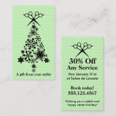 ヘアーサロンのスタイリストの休日のクーポンのギフトカードクリスマス 割引カード (正面/裏面)