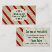 ヘアーサロンのスタイリストの休日のクーポンのギフトカードクリスマス 割引カード (正面/裏面)