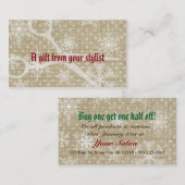 ヘアーサロンのスタイリストの休日のクーポンのギフトカードクリスマス 割引カード (正面/裏面)