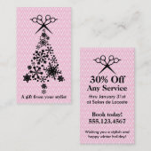 ヘアーサロンのスタイリストの休日のクーポンのギフトカードクリスマス 割引カード (正面/裏面)