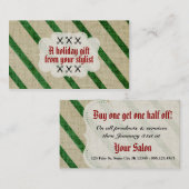 ヘアーサロンのスタイリストの休日のクーポンのギフトカードクリスマス 割引カード (正面/裏面)