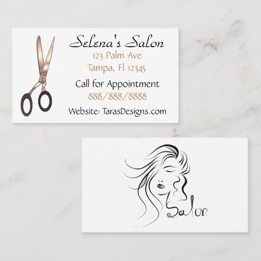 ヘアーサロンのパーソナライズな名刺 名刺 (正面/裏面)
