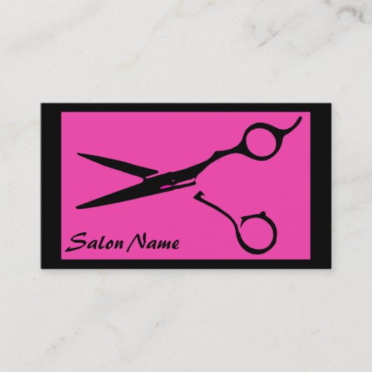 ヘアーサロンのピンクの黒は名刺を切ります 名刺 (正面)