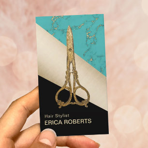 ヘアーサロンのヴィンテージの金ゴールドは幾何学的なモダンを切ります 名刺