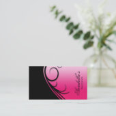 ヘアーサロンの名刺の渦巻のピンクの黒 名刺 (スタンド正面)
