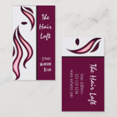 ヘアーサロンの名刺の紫色 名刺 (正面/裏面)