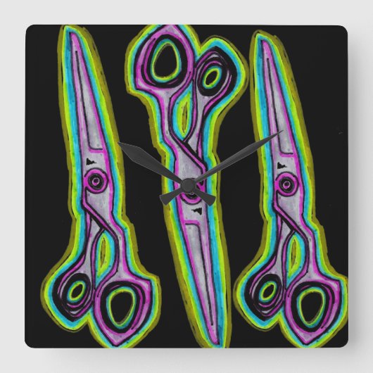 ヘアーサロンの時計 スクエア壁時計 (正面)