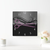 ヘアーサロンの時計 スクエア壁時計 (ホーム)