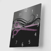 ヘアーサロンの時計 スクエア壁時計 (傾斜)