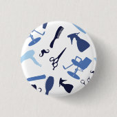 ヘアーサロンはパターンに用具を使います 缶バッジ (正面)