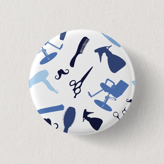 ヘアーサロンはパターンに用具を使います 缶バッジ (正面)
