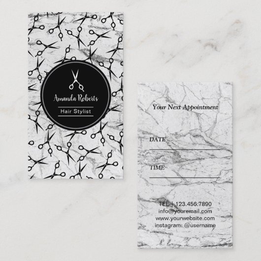 ヘアーサロンはパターン大理石のアポイントメントを切ります 予約カード (正面/裏面)