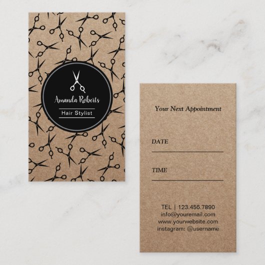 ヘアーサロンはパターン素朴なアポイントメントを切ります 予約カード (正面/裏面)