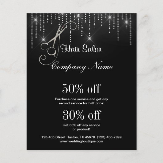 ヘアーサロンビジネス名前入りなフライヤ チラシ (正面)