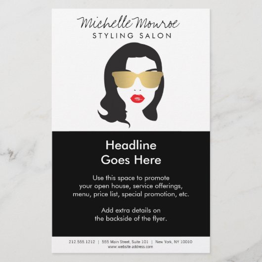 ヘアーサロン、スタイリスト、美しいの女の子のフライヤ チラシ (正面)