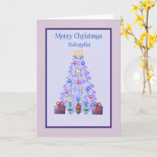 ヘアースタイリストラベンダーツリー用クリスマスカード カード (黄色い花)