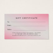 ヘアースタイリスト水彩乾燥機商品券 (裏面)