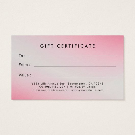 ヘアースタイリスト水彩乾燥機商品券 (裏面)