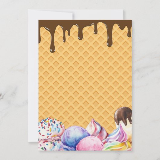 ヘアーズザスクープ少年チョコレートドリップワッフル誕生日 招待状 (裏面)