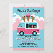 ヘアーズスクープアイスクリームトラック誕生日 招待状 (正面)